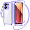 FERLAN Cover per Xiaomi Redmi Note 13 5G con Cordino, 360 Gradi Antiurto Custodia con Protezione Schermo Integrata Trasparente Rugged TPU Bumper Doppia Protettiva Cover per Xiaomi Redmi Note 13 5G -Viola