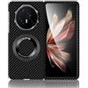 Generic Compatibile con Honor Magic V3 Custodia in fibra di carbonio con cavalletto, leggera, magnetica, ultra sottile, custodia protettiva per PC, supporto per ricarica wireless, colore nero