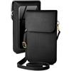 moex Custodia a tracolla per Apple iPhone 12 Pro Max - Piccola borsa con scomparto per cellulare e finestra di visualizzazione, 2 scomparti aggiuntivi - Borsa a tracolla da donna, nero onice