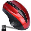 ohfruit Mouse ottico senza fili classico, 2,4 GHz, 4 tasti, mouse ottico wireless + ricevitore USB per laptop, PC, tablet (rosso)
