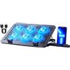 gifyym TopMate C12 - Base di raffreddamento per computer portatile, con 6 ventole silenziose | Supporto regolabile 8 altezze fornito di reggiseno mobile, per computer da 15,6 a 17,3 pollici, luce