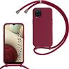 Beajew Custodia per Samsung Galaxy A12 Cover con Regolabile Rimovibile Corda da Catena Collana Necklace Antiurto Cordino Collari per Samsung Galaxy A12, Rosso