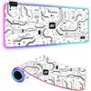 FANSU RGB Tappetino Mouse XXL, 3D 14 Modalità Luce LED Tappetino Mousein Gomma Antiscivolo Mousepad Durevole per PC Laptop e Giochi Competitivi (Circuito Stampato Bianco,800x300x4mm)