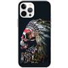 Mixroom - Cover Custodia Back case In TPU Silicone Morbido Per iPhone 14 PRO Fantasia Teschio Indiano Con Piume M748