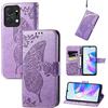 JIUNINE Cover per Honor X7a, Custodia Libro in Pelle Portafoglio Case Flip Antiurto con Disegni di Farfalla [Porta Carte] [Magnetica] [Interno TPU] per Honor X7a, Viola