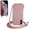 WenBaby Cover Compatible con iPhone XS Max,Cellulare Girocollo Custodia con Cordino TPU Corda Silicone Case Bumper per iPhone XS Max Custodia, Rosa sabbia