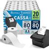 Glowell Rotoli POS 80x80 m di Lunghezza in Carta Termica con foro da 12 mm - Stampa Scontrini alta qualità, Rotoli Cassa per Stampante Termica Scontrini Bancomat, Carta Pos Made in Italy (20pz)