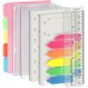 Harphia Confezione da 90 fogli di carta A7 a 6 fori con adesivi e separatori - Inserti per pianificatore con bustine per taccuino ricaricabile formato A7 - Settimana