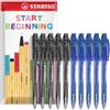 STABILO liner - Penna a sfera retrattile, punta fine da 0,7 mm, confezione da 10 (nero, blu)