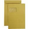 Netuno 250 buste a sacco marroni formato C4 22,9 x 32,4 cm 90g buste posta grandi commerciali con finestrino sinistra strip adesivo per spedizioni lettere documenti fatture ufficio corrispondenza