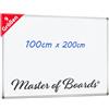 Master of Boards MOB, Lavagna magnetica professionale, 10 dimensioni, smaltata, bianca, cornice in alluminio, con chiusura magnetica 200 cm x 100 cm superficie smaltata