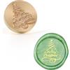 Aiviman Timbro per ceralacca, stile vintage, con scritta Merry Christmas, 25 mm, testa rimovibile in ottone con manico in legno, per confezioni di vino, buste per biglietti, inviti, Natale