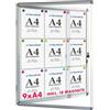 Floordirekt Bacheca 9xA4 con 18 Magneti - Bacheca per Annunci, con Cornice in Alluminio e Vetro Acrilico, Fondo Magnetico e Scrivibile