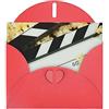 BHCASE Biglietto d'auguri in carta perlata di alta qualità con ciak e popcorn, 10,2 x 15,2 cm, per biglietti di compleanno