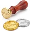WAHTANOR Timbro Ceralacca Personalizzato, Sigillo in Ottone con Manico in Legno, Timbro Ceralacca Personalizzabile con Lettera, Fiore o Logo, Ideale per Matrimoni, Inviti, Buste e Confezioni Regalo