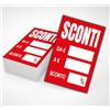 Mr Pubblicità Cartellini Segnaprezzi, 100 Pezzi, 8,5x5,5 cm o 10x15 cm, Cartoncino Lucido 350 g, prezzi Saldi sconti (SCONTI VERTICALE, 8,5X5,5 CM)