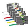 Yellow Yeti 6 Cassette Nastri Laminati TZe-131 TZe-231 TZe-431 TZe-531 TZe-631 TZe-731 12mm x 8m Etichette compatibili per Etichettatrici Brother P-Touch PT-1000 PT-1005 PT-1250 PT-H100 PT-D210VP
