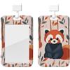 Generic Porta badge con stampa a panda rosso scorrevole, porta badge da lavoro, verticale, idea regalo per ufficio