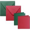 NEUSER PAPIER Set di 30 biglietti pieghevoli quadrati con buste, biglietti di invito bianchi in rosso e verde, 135 x 135 mm (13,5 x 13,5 cm)