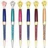 Gullor - 6 penne a sfera con inchiostro gel, in metallo, con strass e corona, multicolore B