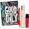 PRESTIGE & DELUXE Diario scuola Tinta Unita Stabilo F.to 18 x 14 cm 2026/2027 Edizione Special Good Vibes - 12 mesi con 2 penne, evidenziatore,penna, portachiave fischietto e penna colorata