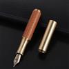 Generic Mini penna stilografica vintage in ottone di lusso, tascabile, in legno, penna calligrafica con punta fine, per studenti (A)