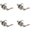 Amig Set di 4 maniglie per porta con rosetta, modello Yaltarz, realizzato in acciaio cromato opaco, dimensioni: 52 mm, perno quadrato 6 mm, ideale per porte interne o esterne, design moderno