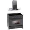 GURARI Fornello a induzione E 913 BL+GCH T 466 IS 90 BL PRIME, Range Cooker 90 cm/FLEX ZONEN/5 zone/121L + cappa aspirante 90 cm