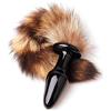 Peadxuno Plug anale in cristallo di vetro Coda di cane fatta di pelliccia sintetica Plug coda di volpe Gioco di sesso Giocattoli cosplay per giochi di sesso per adulti (Nero)