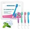 Qklovni Spazzolino da denti e filo interdentale, 5 in 1, mini spazzolini da denti usa e getta in viaggio, mini spazzolino da denti portatile preincollato con filo interdentale, plettro e raschietto per lingua