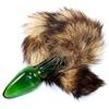 Peadxuno Plug anale in cristallo di vetro Coda di cane fatta di pelliccia sintetica Plug coda di volpe Gioco di sesso Giocattoli cosplay per giochi di sesso per adulti (Verde)