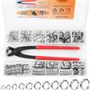 Hydencamm - Set di 120 fascette stringitubo per orecchie singole in acciaio inox 304, 6-33,1 mm, con pinza per fissaggio tubi flessibili e uso automobilistico