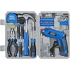 Apollo Tools, set di 81 attrezzi per la casa con cacciavite USB a batteria agli ioni di litio da 3,6 V, manico girevole, luce LED, utensili manuali e kit per appendere quadri, kit di riparazione e fai