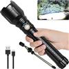 LBE Torcia a LED ricaricabile, Fiaccola 150000 lumen alti super luminosi, potenti flash luci, torcia portatile grande all'aperto con 3 modalità, impermeabile IPX7 (nero)