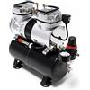 Wiltec Compressore per aerografo AS196 con serbatoio aria 2 cilindri 6 bar Spegnimento automatico
