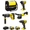 DEWALT STANLEY FatMax Kit SVK20424A (Trapano Avvitatore SFMCD720 + Tassellatore SFMCH900 + Avvitatore a Impulsi SFMCF810 + Smerigliatrice SFMCG400 + 2 Batterie 4,0 Ah + Caricabetterie + Borsa M)