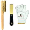 WEDO 3pcs Brass Putty Knife Set, 1-1/4 raschietto di vernice con manico di bakelite,11 spazzola di filo d'ottone,un paio di guanti,raschietto strumento per raschietto in gesso finitura cartongesso