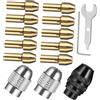 NUOBESTY Set di Accessori per Mandrino Trapano Pinze in Rame, 15 Pezzi, Include Dadi 4485, Mandrino Inglese 4486, Chiavi, per Incisione e Levigatura