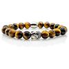 Handmade Bracciale con occhio di tigre Bracciale con perline Classe A+ Testa di Buddha in acciaio inossidabile da 8 mm (Budda)