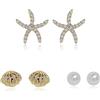 Meissa Orecchini da donna in argento 925 Orecchini di perle a forma di stella marina Set di orecchini con borchie per piercing multipli