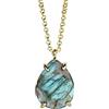 ANEMONE JEWELRY Elegante Collana Oro Ciondolo Cristallo Labradorite - Gemma a Goccia Semipreziosa - Collane Lunghe Fatte a Mano - Lunghezza Personalizzabile - con Scatola Regalo