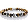 Handmade Bracciale Occhio Di Tigre Bracciale Con Perline Classe A+ Perline Sfera Argento 8mm Acciaio Inossidabile (Modello B)