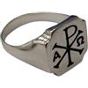 Empress Jewelry Anello da uomo in argento sterling autentico Chi Rho Alpha Omega massiccio timbrato 925 fatto a mano