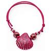 Generic Bracciale cordino cerato con conchiglia fucsia