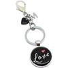 Generic Portachiavi scritta Love cuore e iniziale - 1 pezzo - Portachiavi San Valentino per casa o auto (Nero)