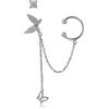 Meissa Orecchini d'oro per le donne Farfalla orecchio Cuff CZ catena Orecchini in argento Sterling Regali per amico sorella indossare ogni giorno, Argento