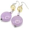 Generico Orecchini in Giada Lavanda e Citrino, Argento 925 Italiano, Gioielli Pietre Dure, Bijoux, Regalo per Lei