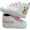 LulluLab Scarpine Neonato personalizzate con nome, primi passi, ottima idea regalo. (Teddy Rosa 6-9 mesi)