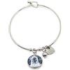 Handmade Bracciale bangle in acciaio con rosa la Bella e la Bestia inspired
