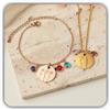 Generic Regalo di famiglia - Bracciale di fiori di nascita combinati incisi - Bracciale di pietra di nascita - Bracciale personalizzato 1-4 fiori - Regalo per la mamma